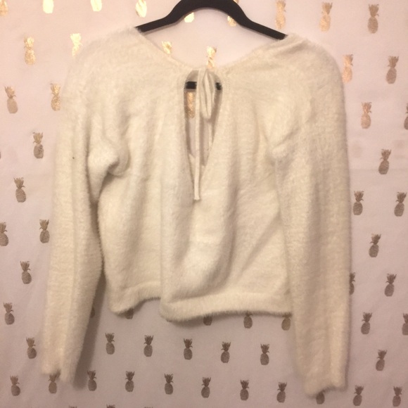 Cream color soft fuzzy crop top sweater - Picture 3 of 3